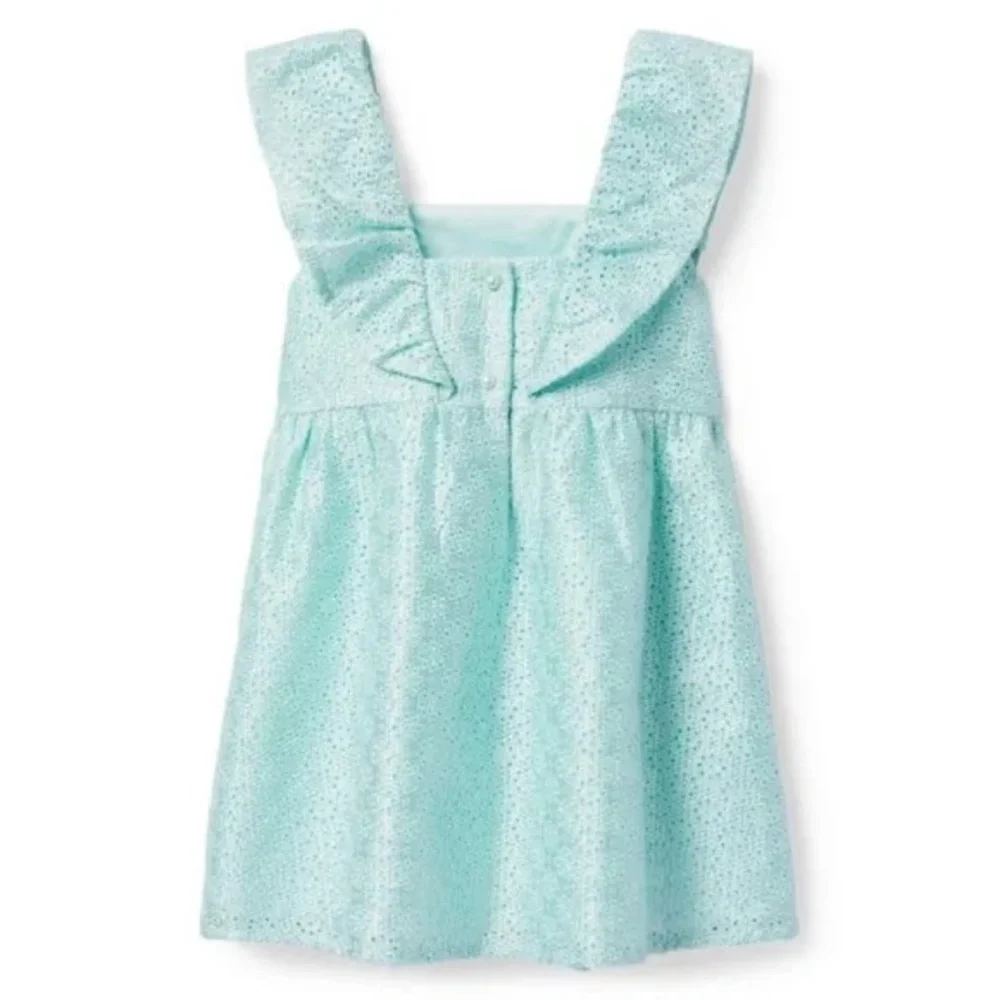 Janie and Jack Girl Fresh Mint Ruffle Eyelet Dress (Size 2T & 4)